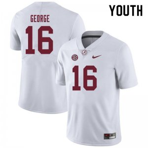 NCAA Youth Alabama Crimson Tide #16 Jayden George Stitched College 2019 Nike Authentic White Football Jersey UV17O81LE